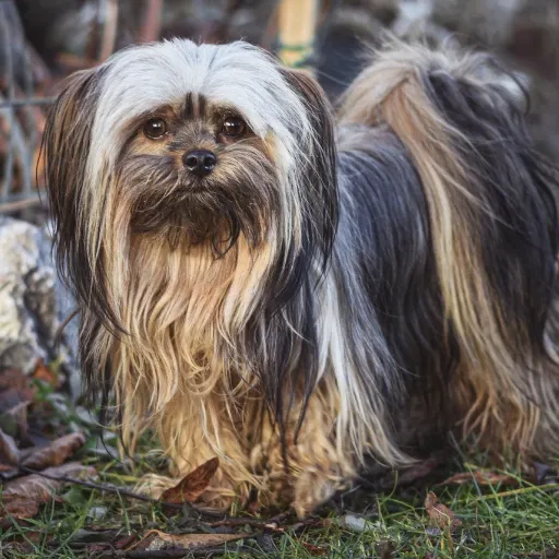uzun kulaklı bir köpek türü olan lhasa apso görseli