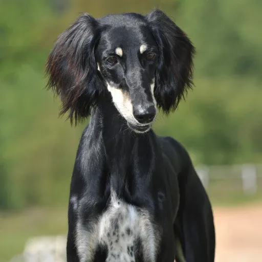 uzun kulaklı bir köpek türü olan saluki görseli