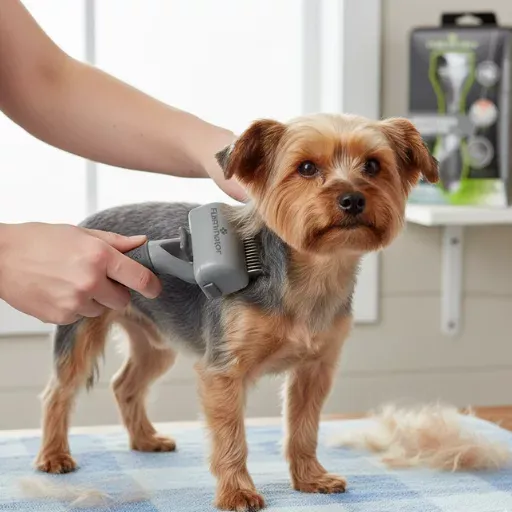 yorkshire terrier tüylerine bakım yaptırıyor