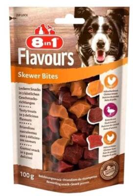 8in1 Flavours Skewer Bites Kuşbaşı Dilimli Çiğneme Köpek Ödülü 100 gr - 1