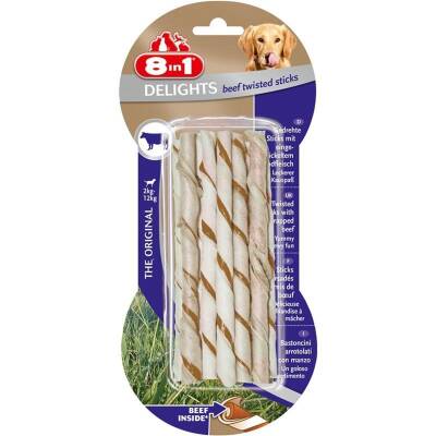 8in1 Delights Twisted Sticks Biftekli Burgu Köpek Ödül Kemiği 10'lu 55 gr - 1