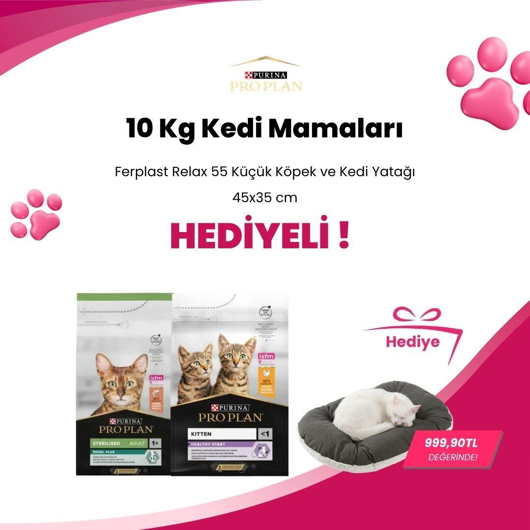 Pro Plan 10 Kg Kedi Mamalarına Ferplast Relax 55 Küçük Köpek ve Kedi Yatağı 45x35 cm Hediye