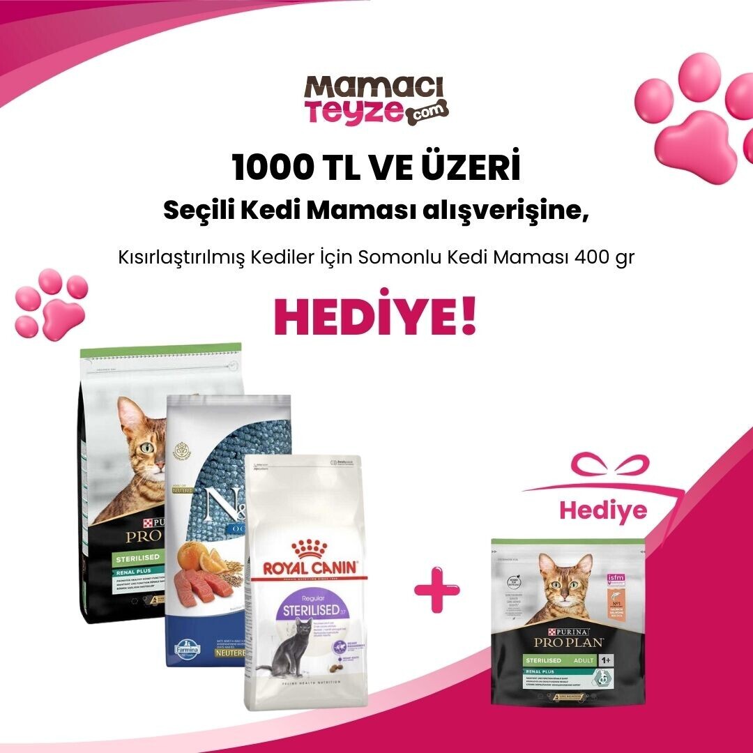 Tüm Kuru Kedi Mamalarında 1000 TL ve Üzeri Alışverişlerde Pro Plan 400 Gr Kedi Maması Hediye