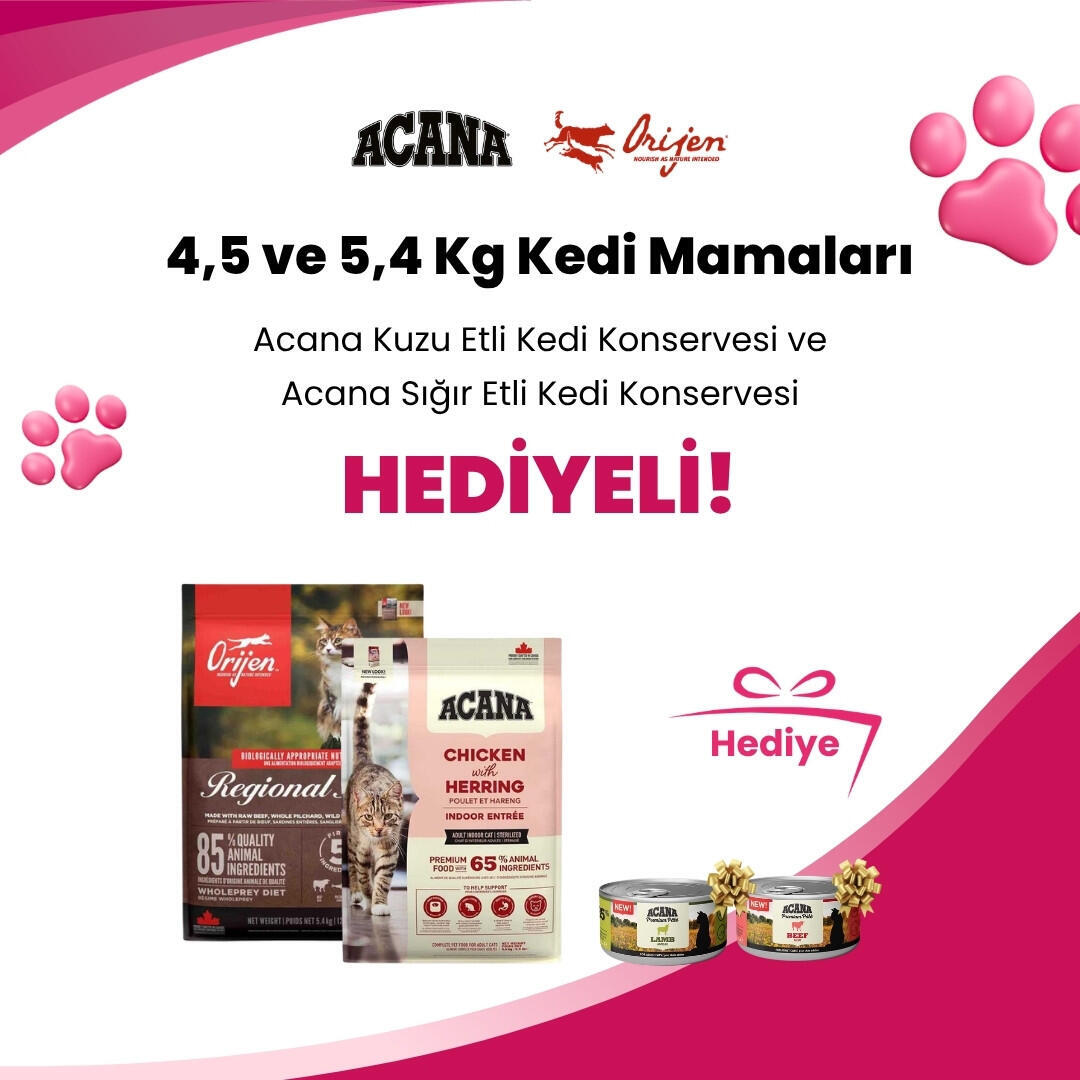 Acana ve Orijen 4,5 ve 5,4 Kg Kedi Mamalarına