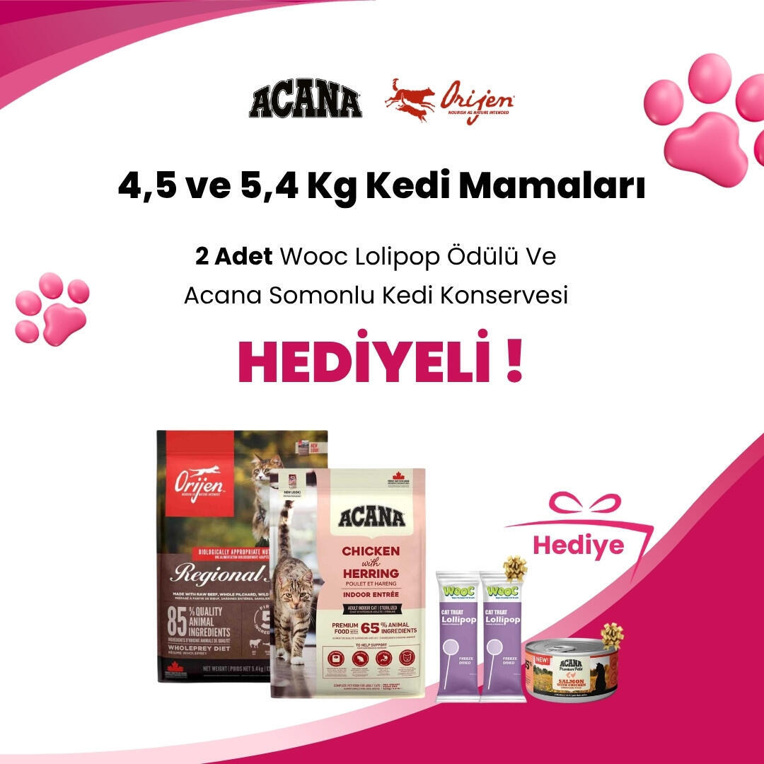 Acana ve Orijen 4,5 ve 5,4 Kg Kedi Mamalarına