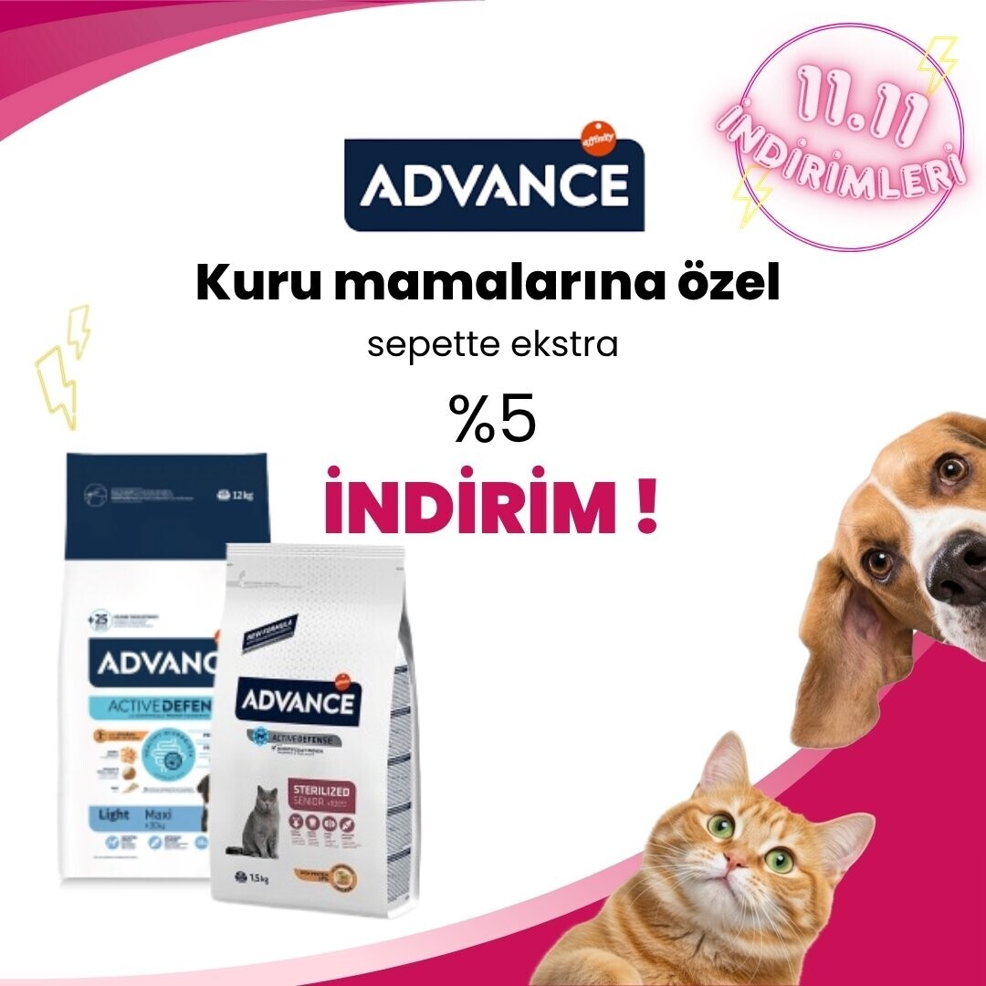 Advance Kuru Kedi ve Köpek Mamalarında Sepette Ekstra %5 İndirim