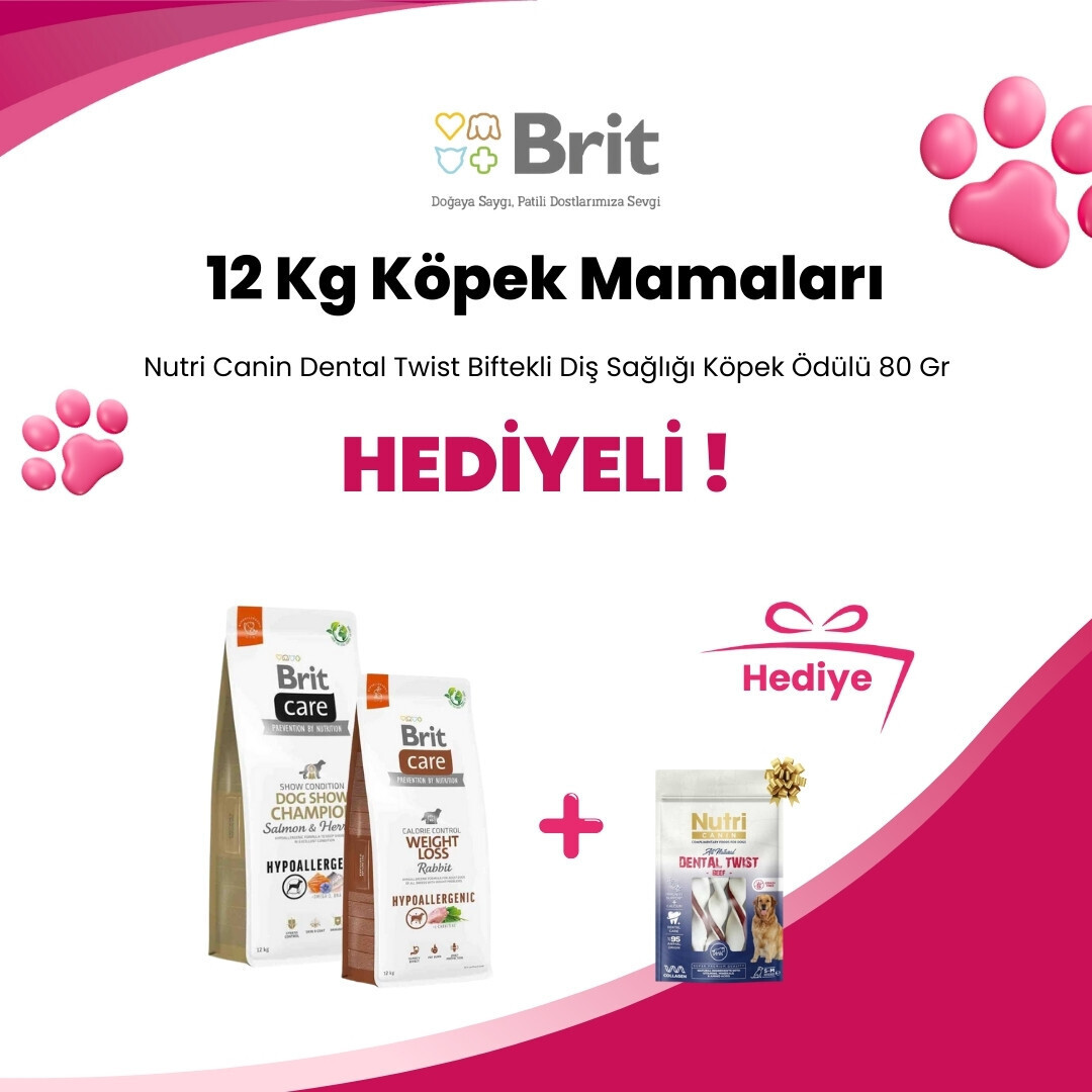 Brit Care 12 Kg Köpek Mamalarına Plaisir Pate Ezme Hindili Yetişkin Köpek Konservesi 150 gr Hediye