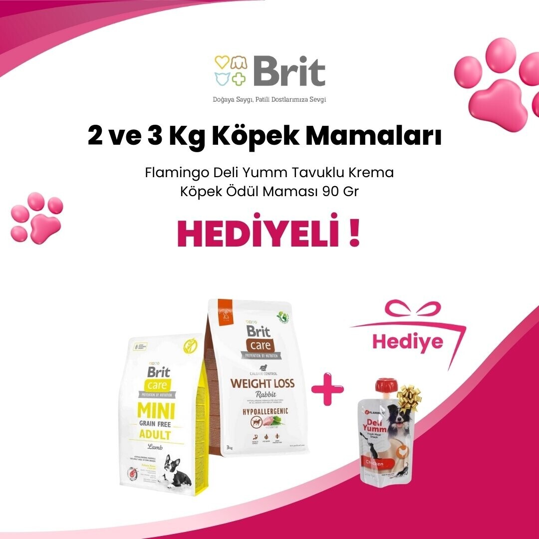 Brit Care 2 ve 3 Kg Köpek Mamalarına Gimdog Mordimi Beyaz Köpek Çiğneme Kemiği 11 cm 2'li 70 gr Hediye