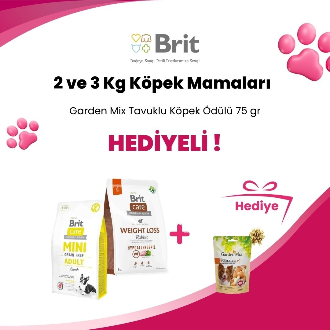 Brit Care 2 ve 3 Kg Köpek Mamalarına Gimdog Mordimi Beyaz Köpek Çiğneme Kemiği 11 cm 2'li 70 gr Hediye