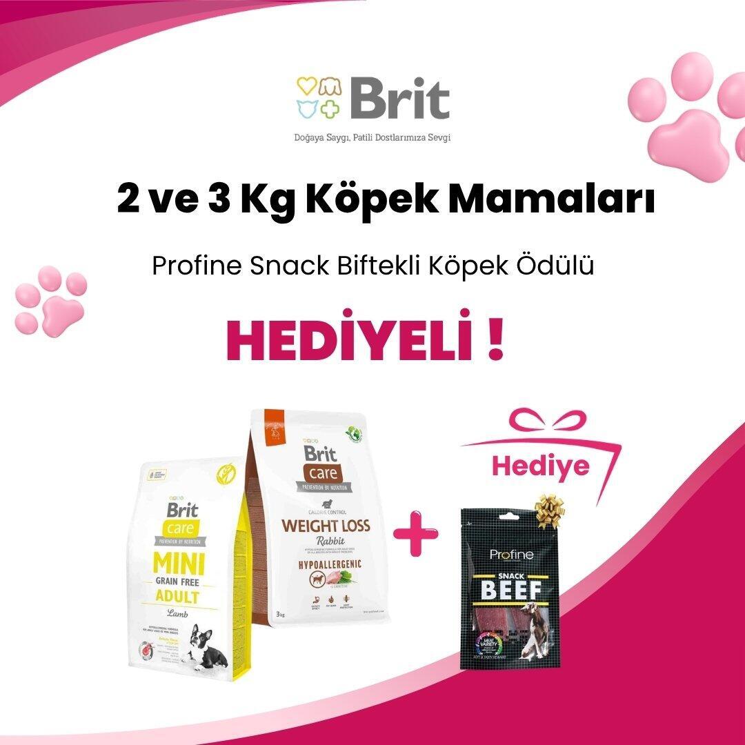 Brit Care 2 ve 3 Kg Köpek Mamalarına Profine Snack Biftekli Köpek Ödülü 80 gr Hediye