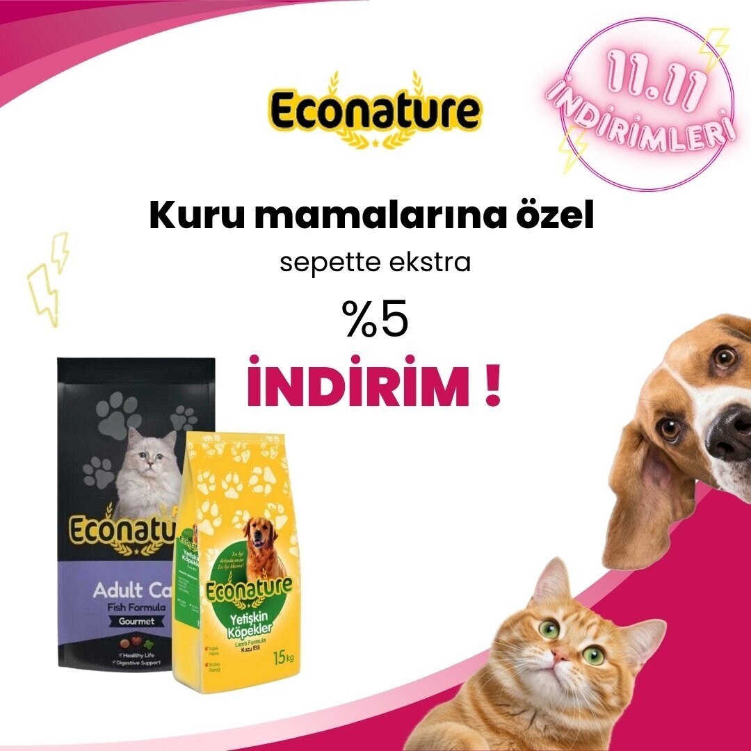 Econature Kedi ve Köpek Mamalarında Sepette Ekstra %5 İndirim