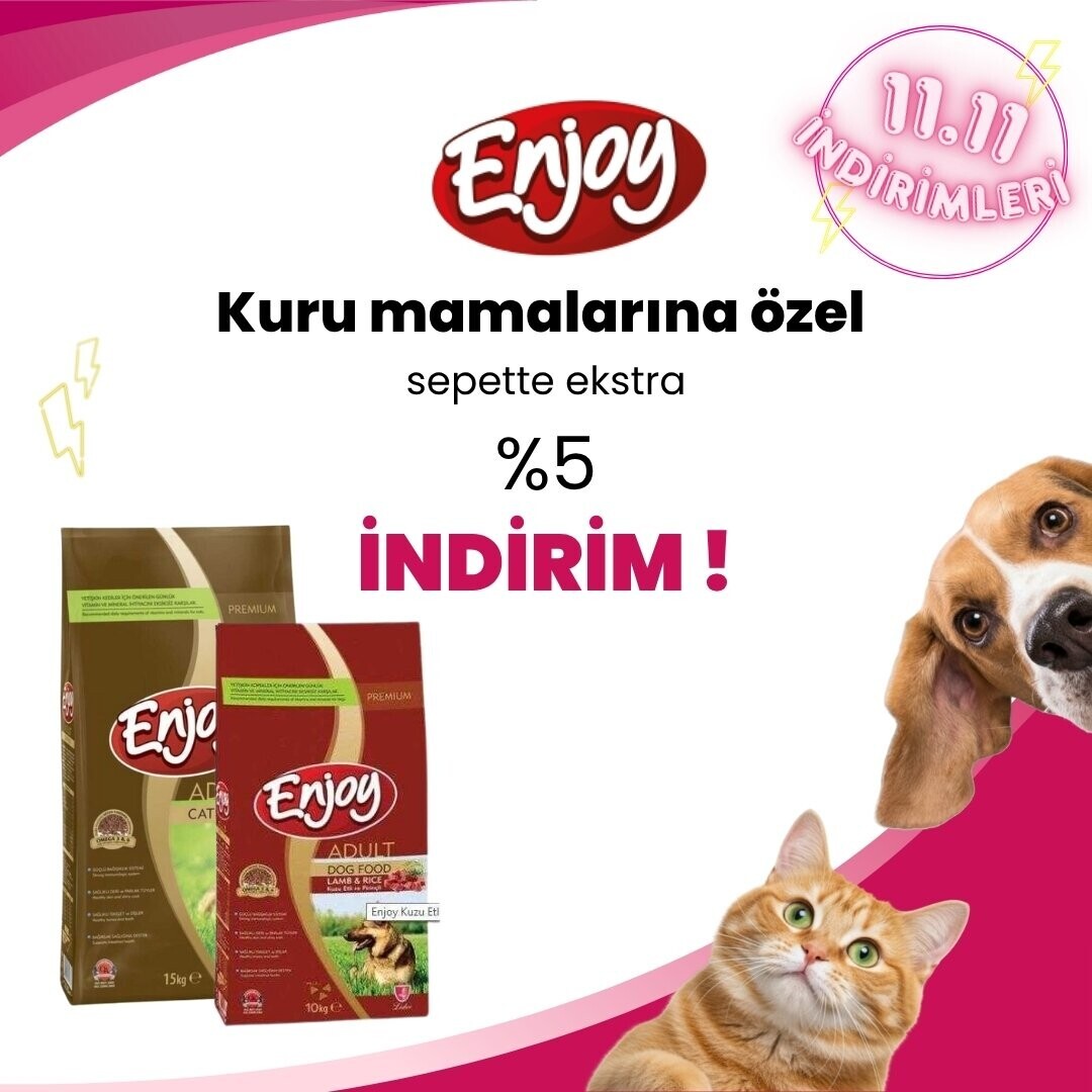Enjoy Kedi ve Köpek Mamalarında Sepette Ekstra %5 İndirim