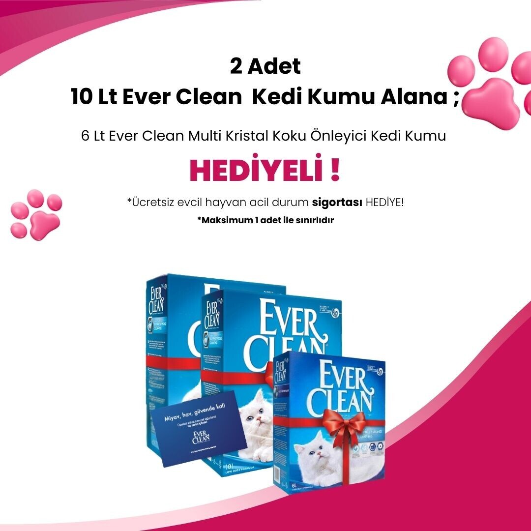 Ever Clean 2 Adet 10 Lt Kedi Kumu Alana 1 Adet Ever Clean Multi Kristal Koku Önleyici Kedi Kumu 6 Lt Hediye