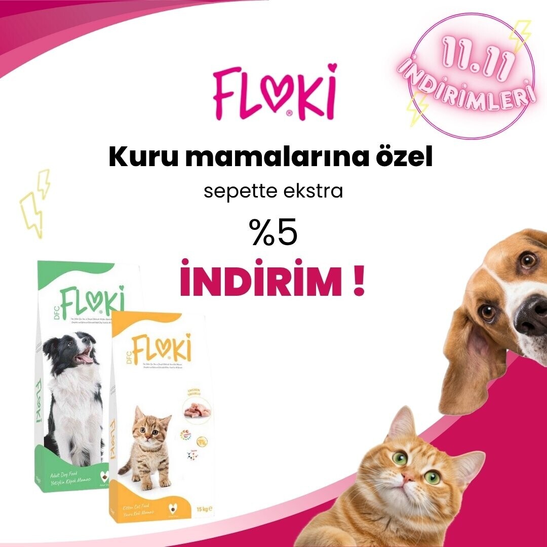 Floki Kuru Kedi ve Köpek Mamalarında Sepette Ekstra %5 İndirim