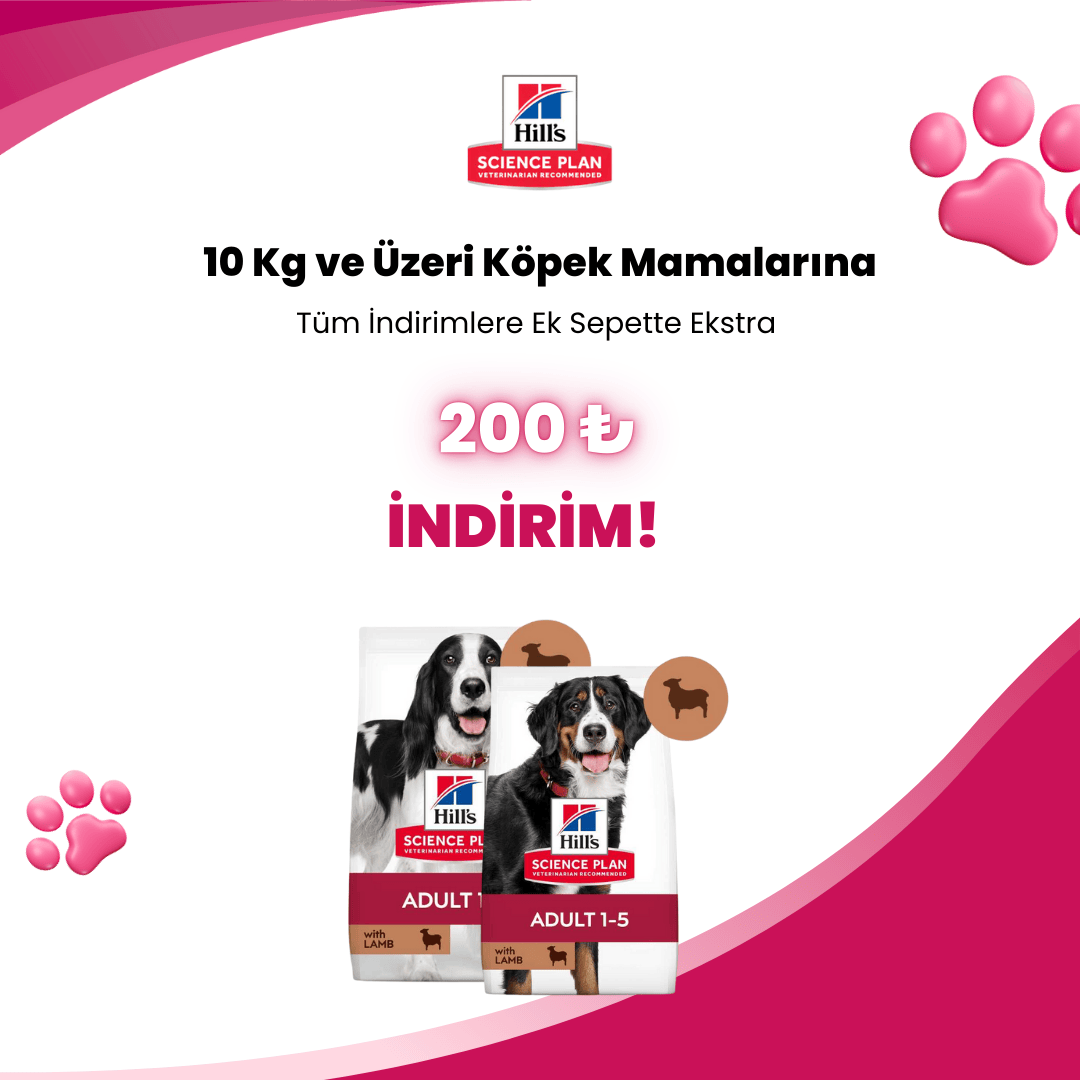 Hill’s Science Plan 10 Kg ve Üstü Köpek Mamalarına 200 TL Sepet İndirimi