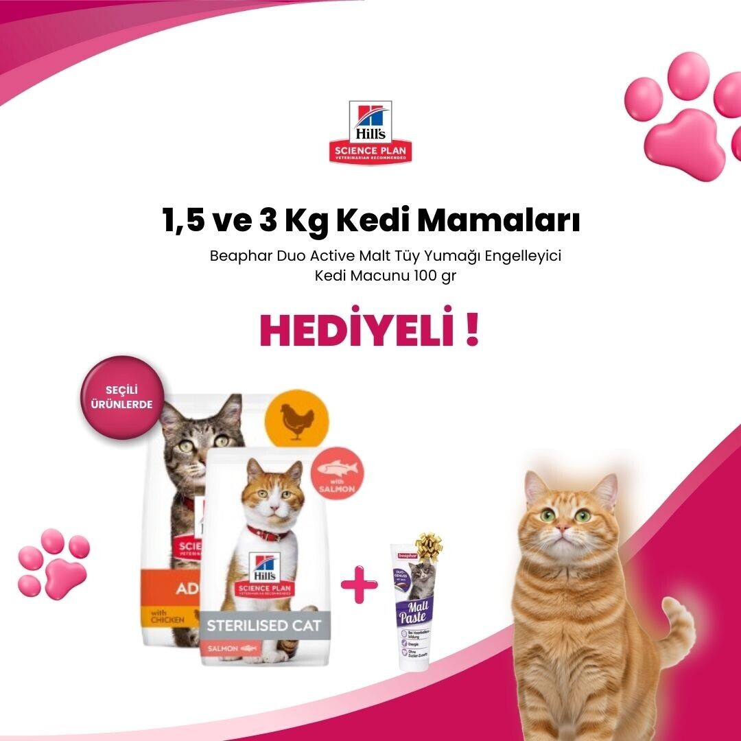 Hill's Science Plan Seçili Kedi Mamalarına Beaphar Malt Hediye