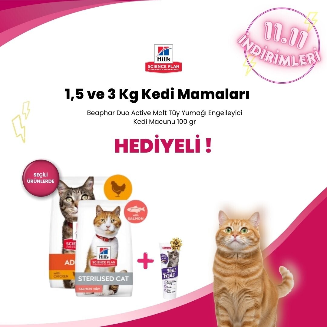 Hill's Science Plan Seçili Kedi Mamalarına Beaphar Malt Hediye