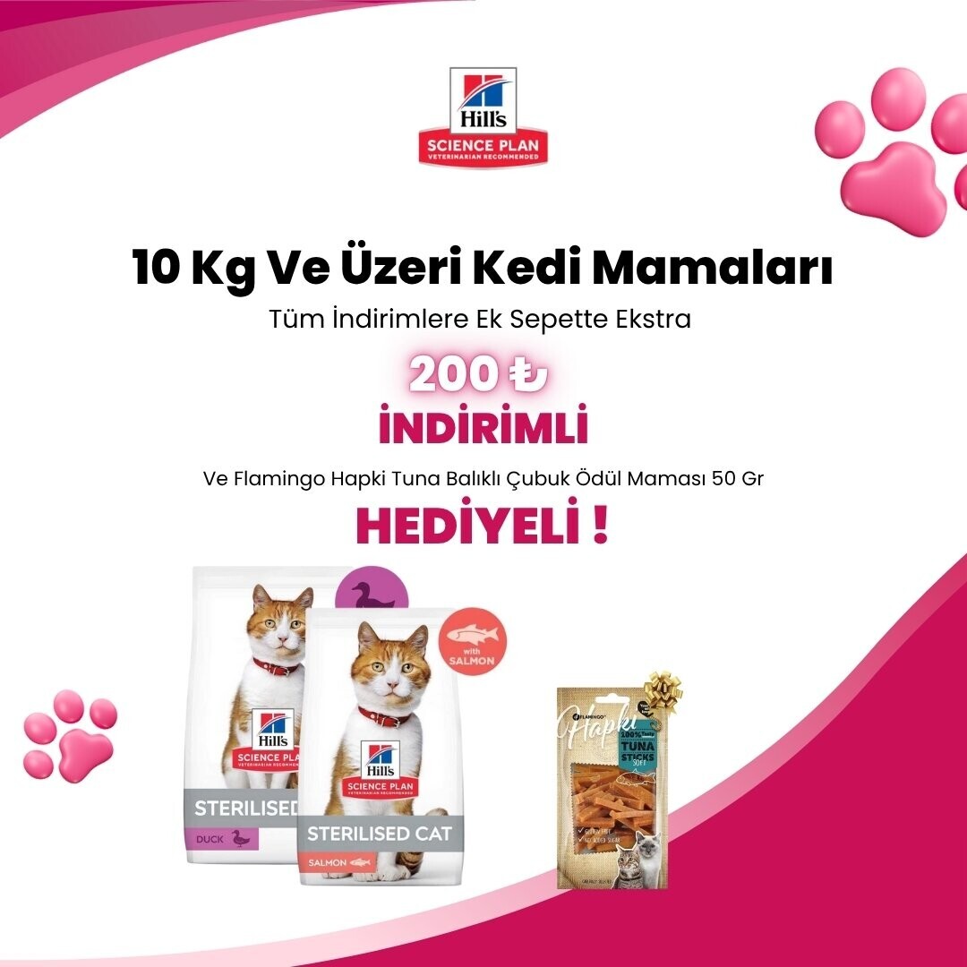 Hill's Sience Plan 10 Kg ve Üzeri Kedi Mamalarına 200 TL Sepet İndirimi
