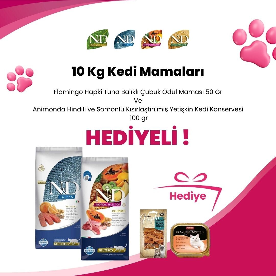 N&D 10 Kg Kedi Mamalarına Moochie Kalamarlı , Brokoli , Balkabağı ve Somon Balıklı Kedi Çorbası 40 gr Hediye