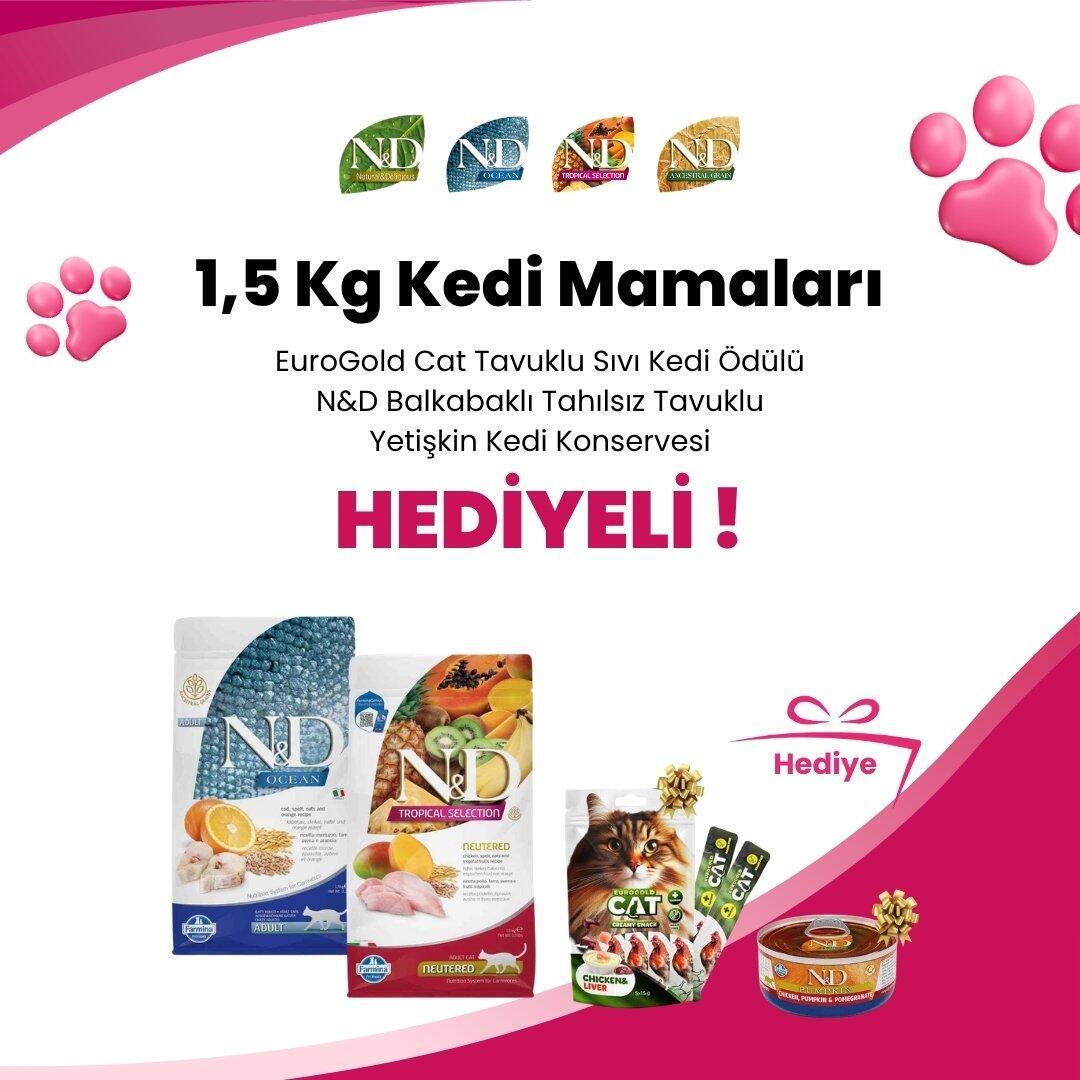 N&D 1,5 Kg Kedi Mamalarına Supreme Cat Purrfect Tiftiklenmiş Ton Balıklı ve Midyeli Yetişkin Kedi Konservesi 70 gr ve Supreme Cat Purrfect Tiftiklenmiş Ton Balıklı ve Somonlu Yetişkin Kedi Konservesi 70 gr Hediye