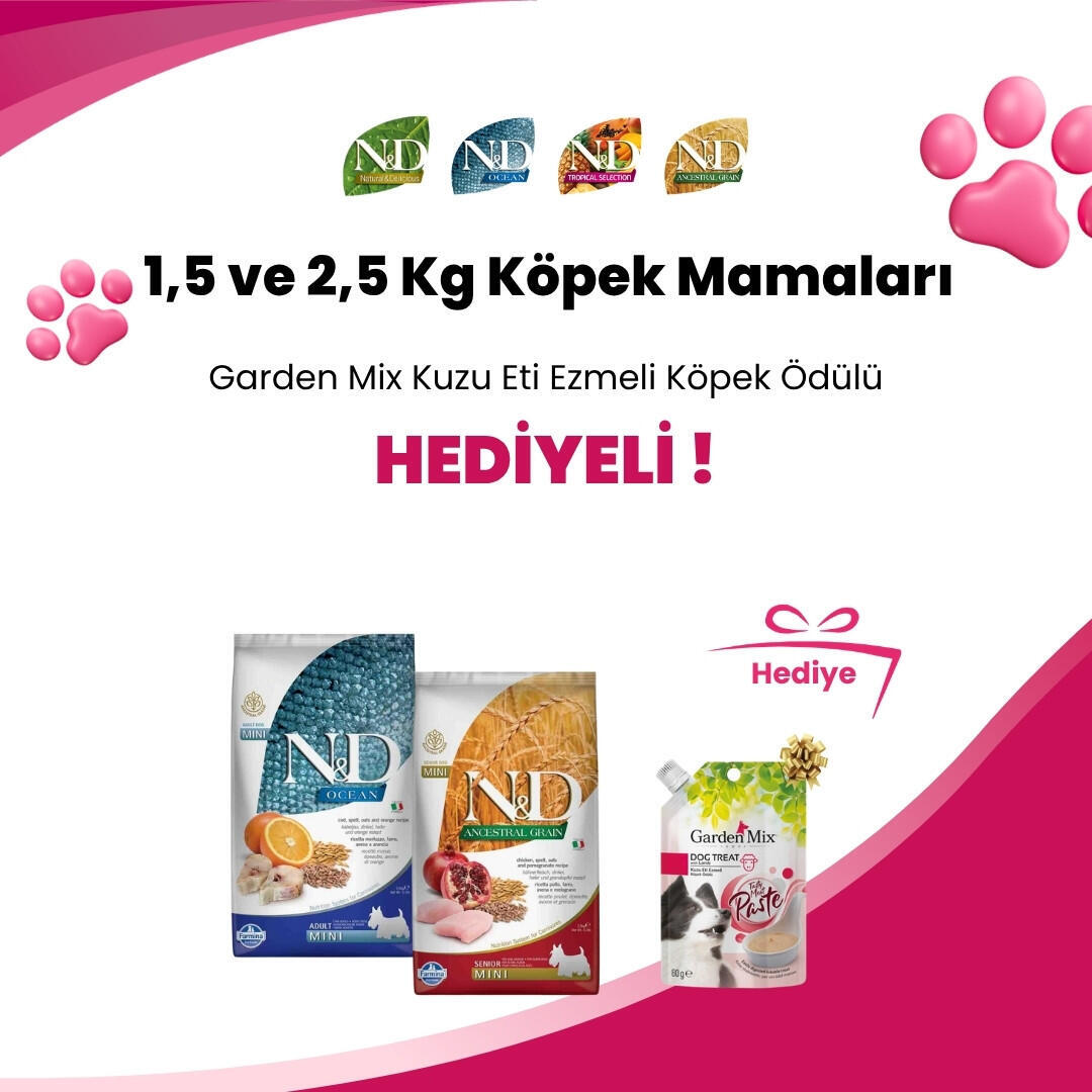 N&D 1,5 ve 2,5 Kg Köpek Mamalarına N&D Tropical Tavuklu Diş Sağlığı Mini Köpek Ödülü 60 Gr Hediye