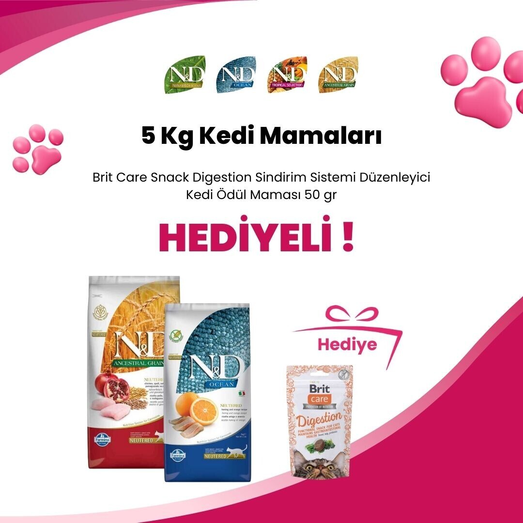 N&D 5 Kg Kedi Mamalarına Moochie Kalamarlı ve Brokoli Kedi Çorbası 40 gr Hediye