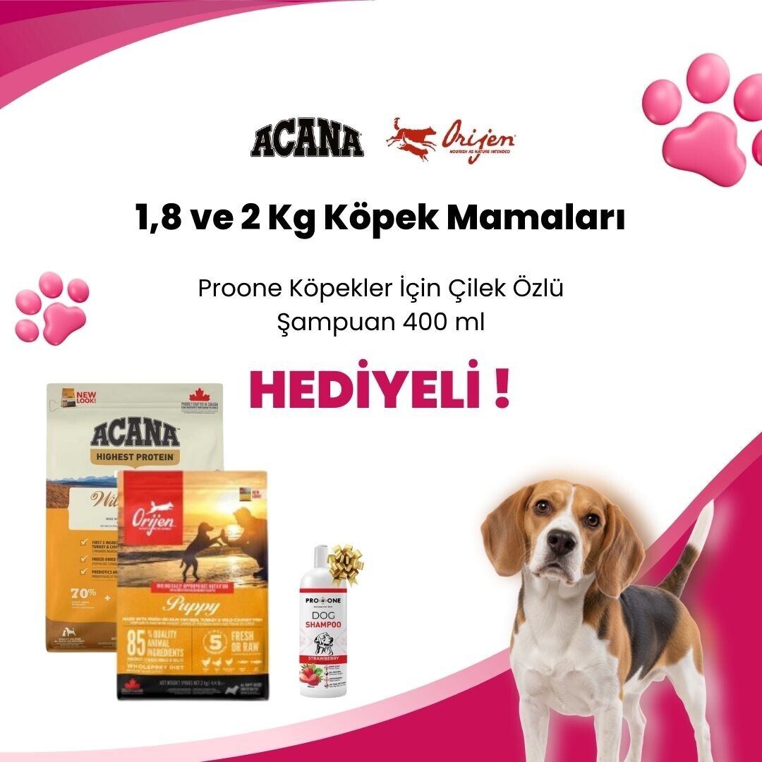 Acana 1,8 ve 2 Kg Köpek Mamalarına Proone Köpekler İçin Çilek Özlü Şampuan 400 ml Hediye