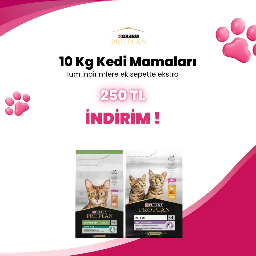 Pro Plan 10 Kg Kedi Mamalarına 250TL İndirim