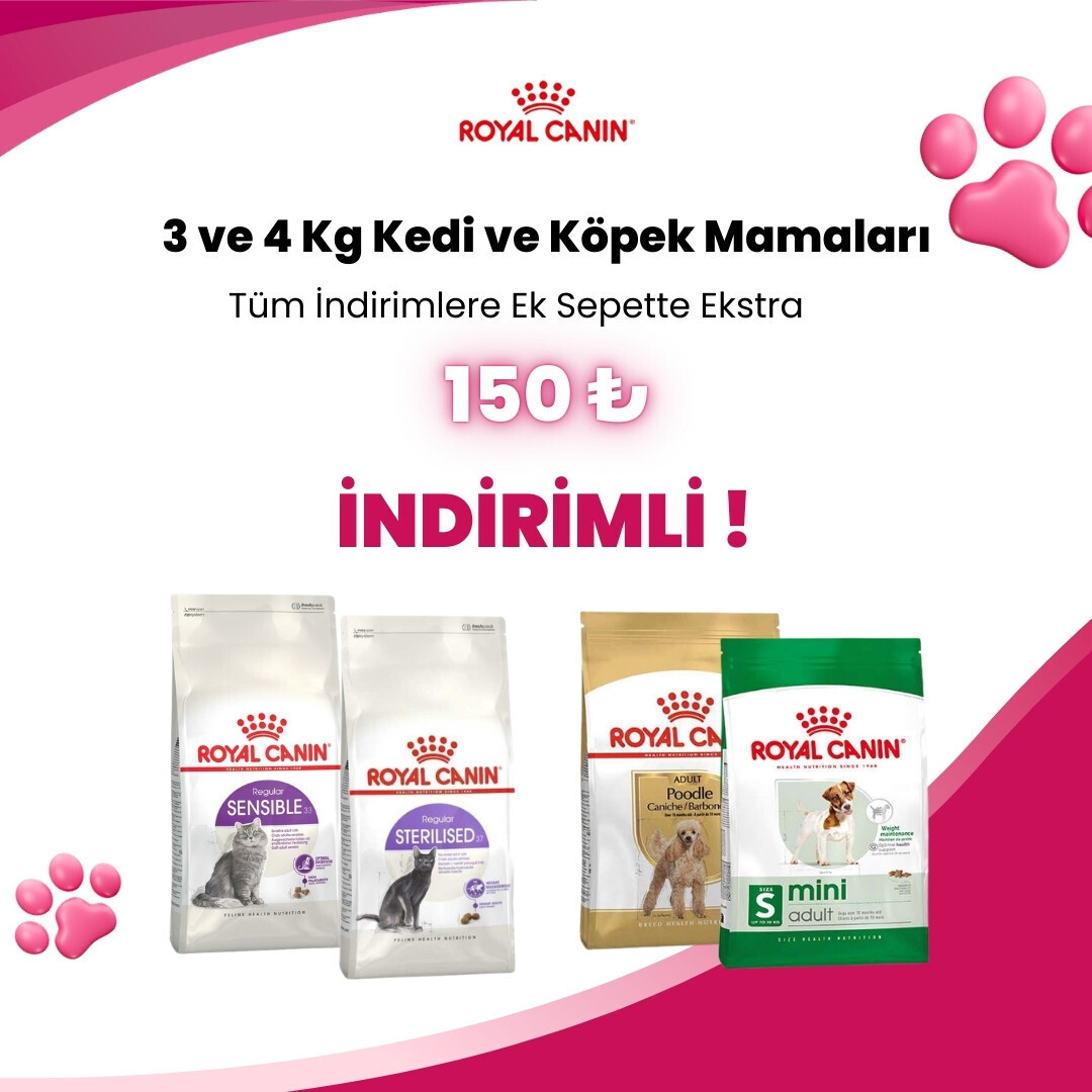 Royal Canin 3 ve 4 Kg Kedi Mamalarına Sepette 150TL İndirim