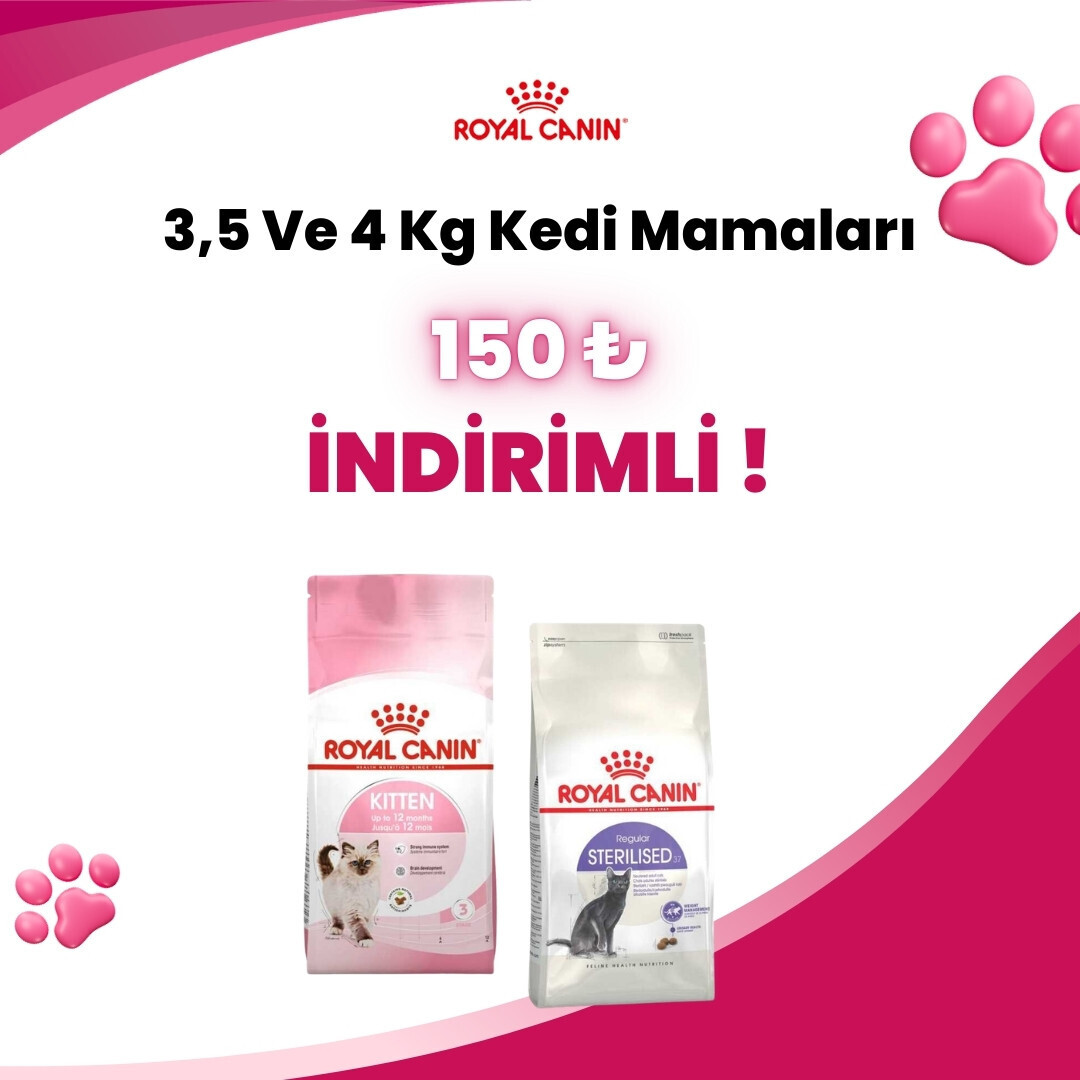 Royal Canin 3,5 ve 4 Kg Kedi Mamalarına Sepette 150TL İndirim