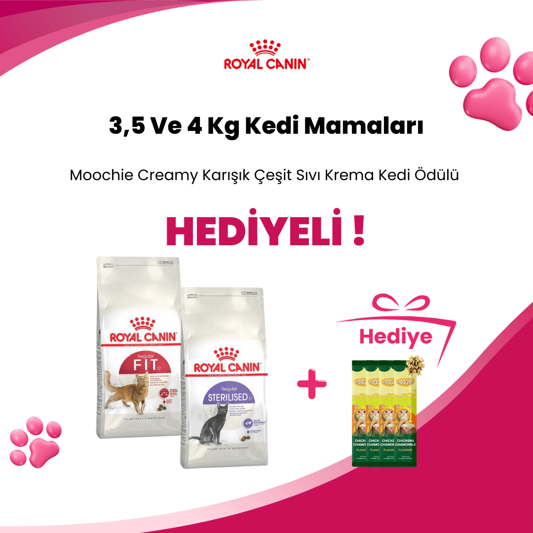 Royal Canin 3,5 ve 4 Kg Kedi Mamalarına Plaisir Pouch Tavuklu ve Ciğerli Yetişkin Kedi Konservesi 100 gr Hediye