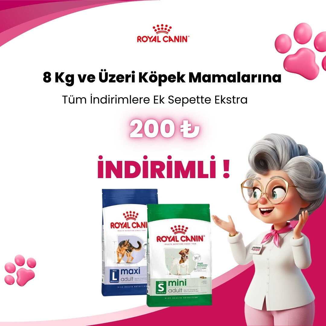 Royal Canin 8 Kg ve Üzeri 200TL indirim