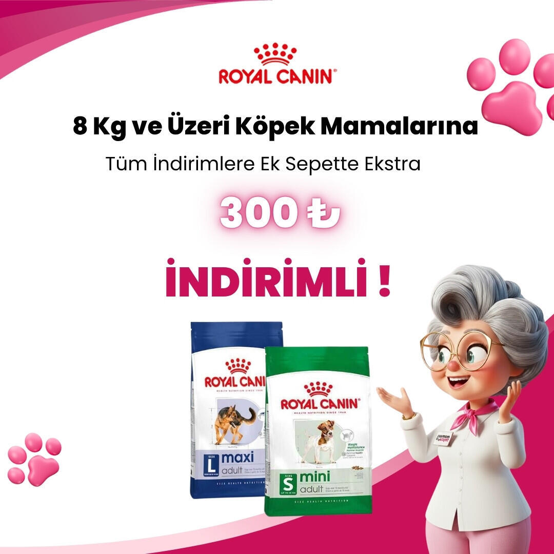 Royal Canin 8 Kg ve Üzeri Köpek Mamalarına 300 TL Sepette İndirim