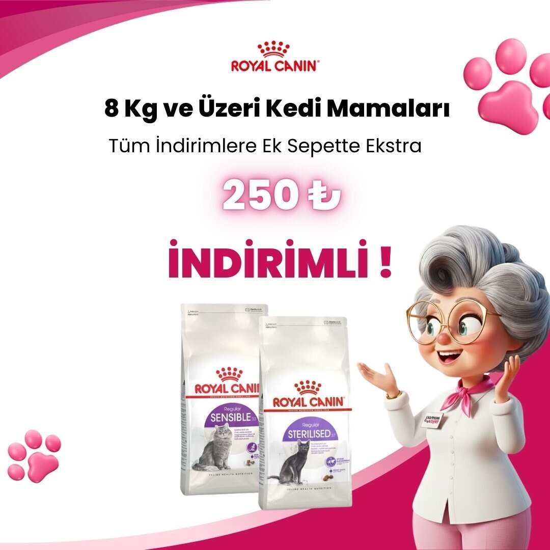Royal Canin 8 Kg Üstü Kedi Mamalarına 250TL İndirim