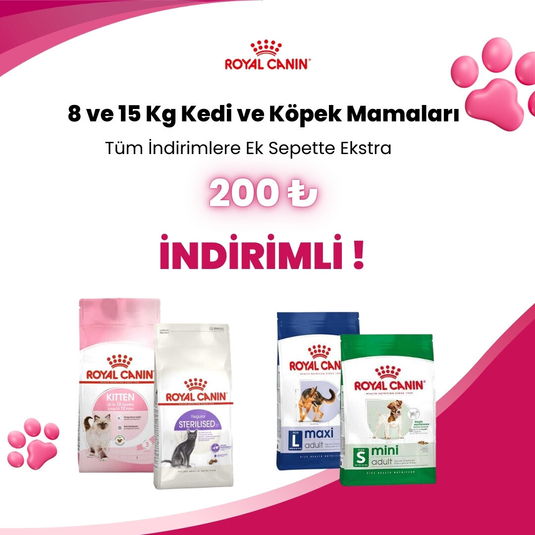 Royal Canin 8 Kg ve Üzeri 200TL indirim