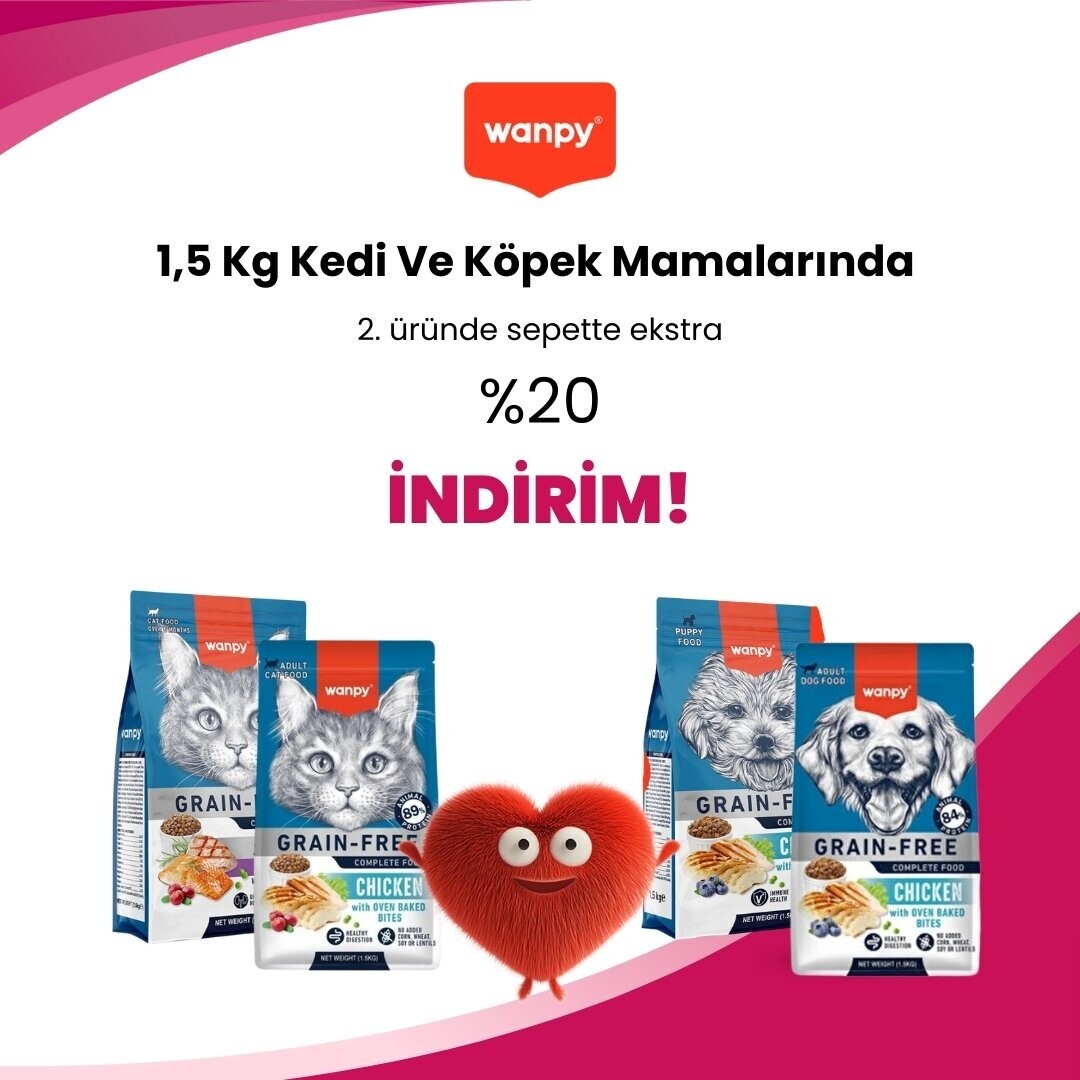 Wanpy 1,5 Kg Kedi ve Köpek Mamalarına 2.Ürüne %20 İndirim