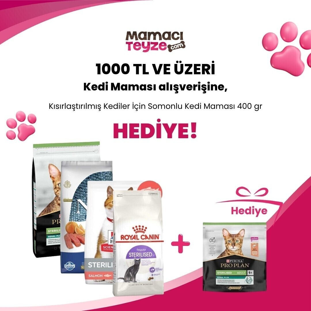 1000₺ ve Üzeri Kedi Mamaları 400 gr Mama Hediyeli