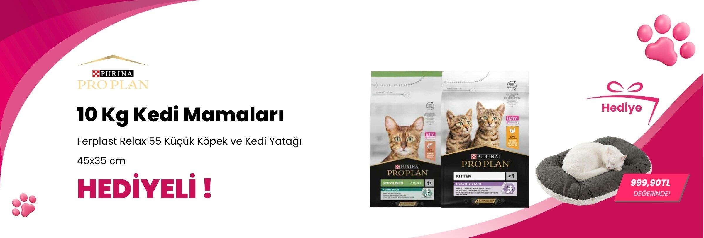 Pro Plan 10 Kg Kedi Mamalarına Ferplast Relax 55 Küçük Köpek ve Kedi Yatağı 45x35 cm Hediye