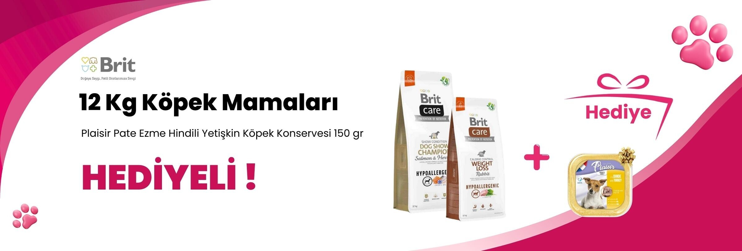 Brit Care 12 Kg Köpek Mamalarına Plaisir Pate Ezme Hindili Yetişkin Köpek Konservesi 150 gr Hediye