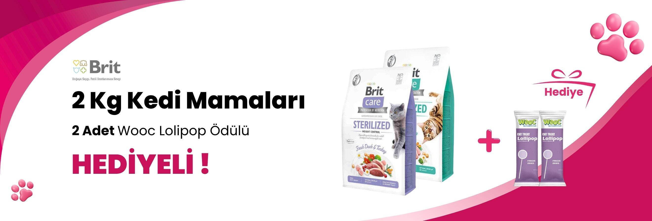 Brit Care 2 Kg Kedi Mamalarına Wooc Tavuk ve Yaban Mersinli Lollipop Kedi Ödül Maması Hediye