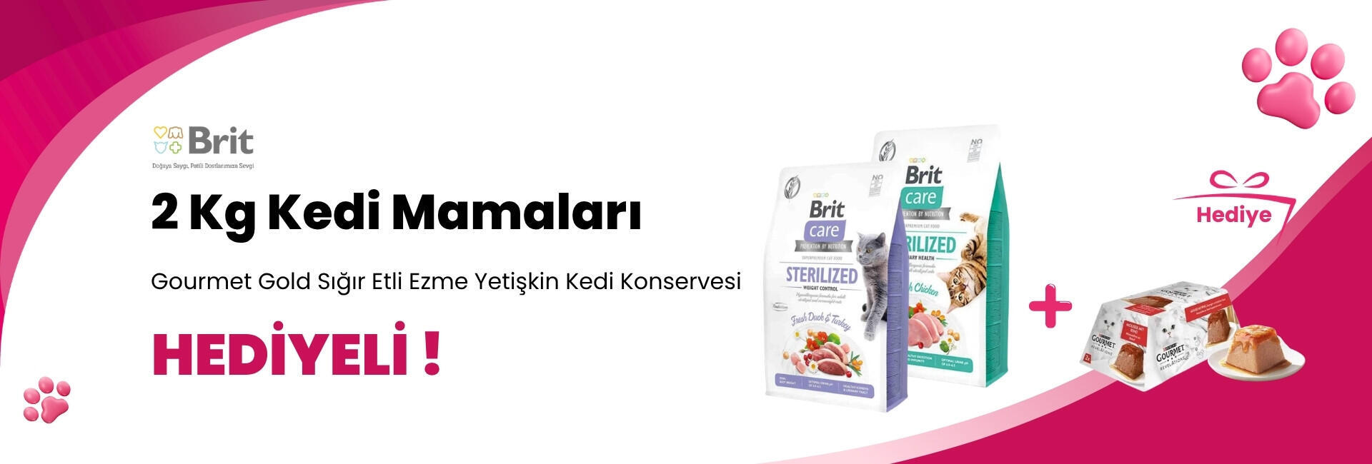 Brit Care 2 Kg Kedi Mamalarına Gourmet Gold Revelations Sığır Etli Ezme Yetişkin Kedi Konservesi 2 X 57 gr Hediye