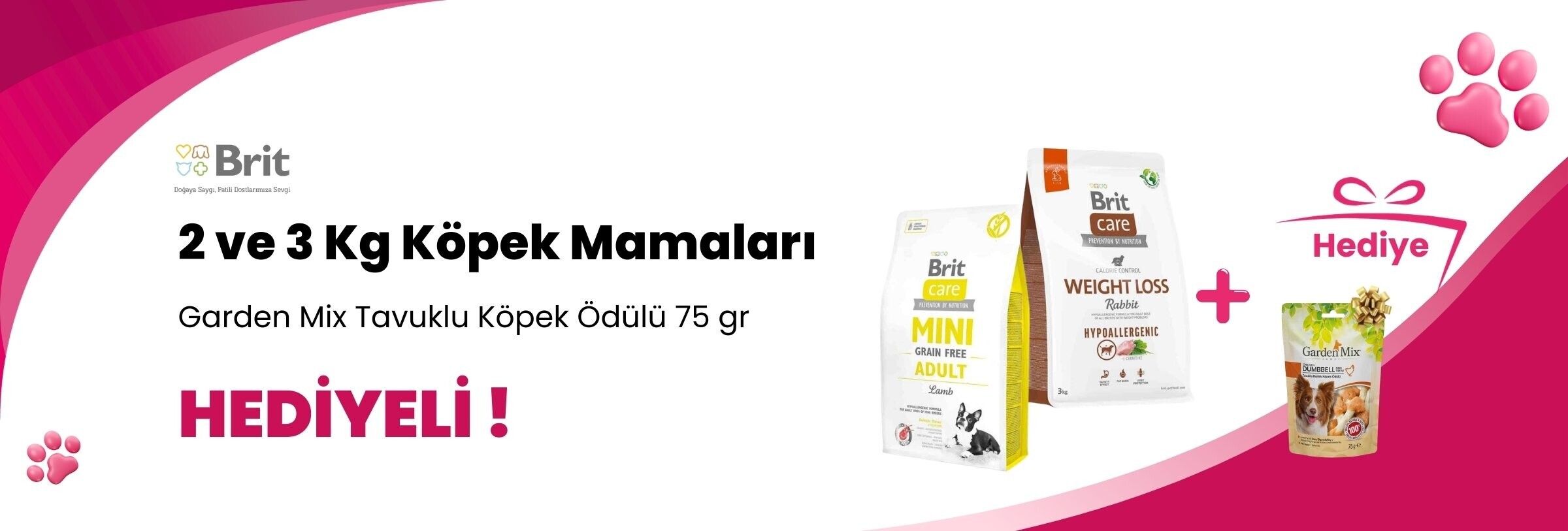 Brit Care 2 ve 3 Kg Köpek Mamalarına Gimdog Mordimi Beyaz Köpek Çiğneme Kemiği 11 cm 2'li 70 gr Hediye