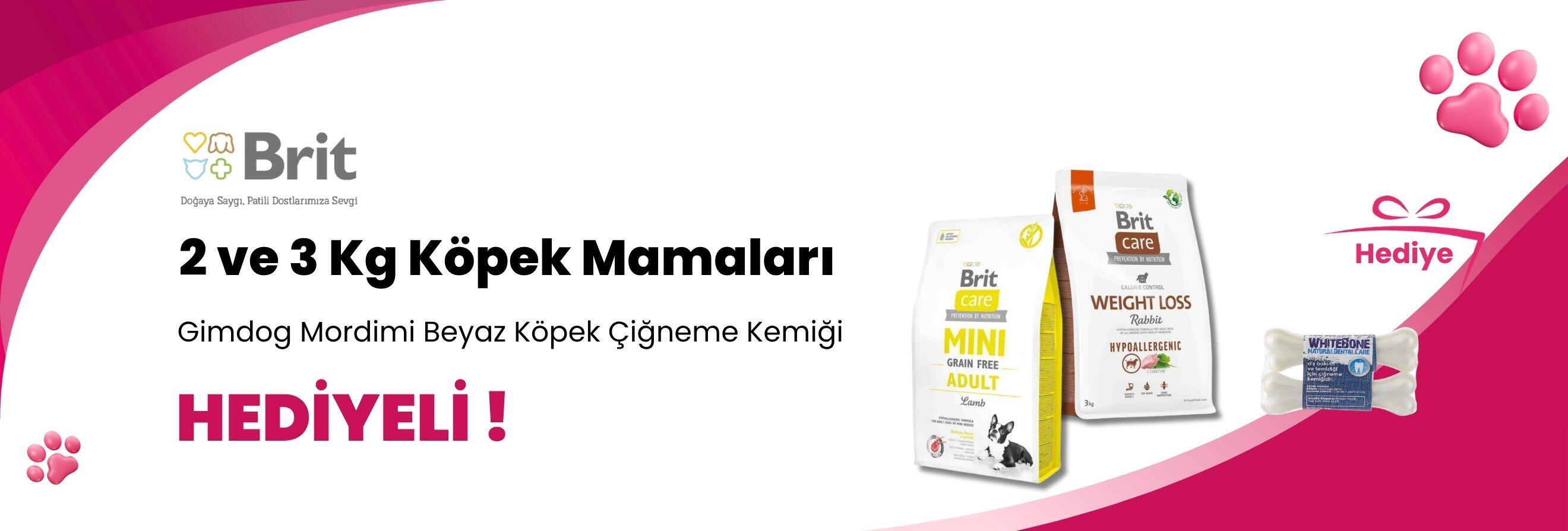 Brit Care 2 ve 3 Kg Köpek Mamalarına Gimdog Mordimi Beyaz Köpek Çiğneme Kemiği 11 cm 2'li 70 gr Hediye