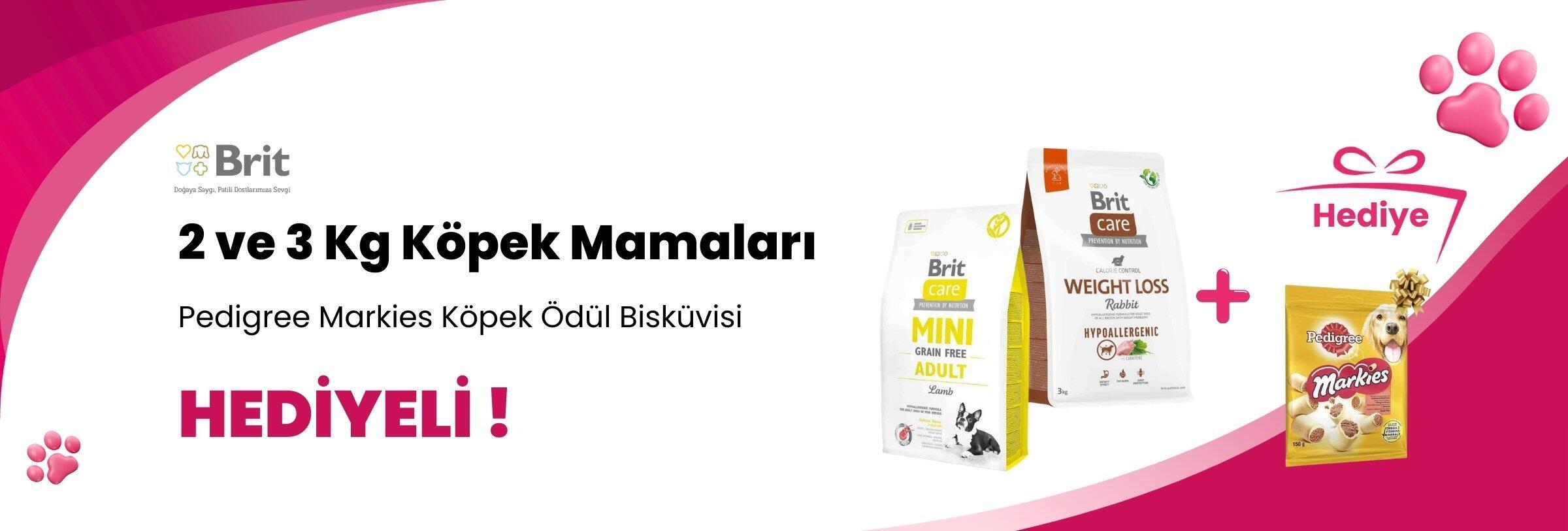 Brit Care 2 ve 3 Kg Köpek Mamalarına Pedigree Markies Köpek Ödül Bisküvisi 150 gr Hediye