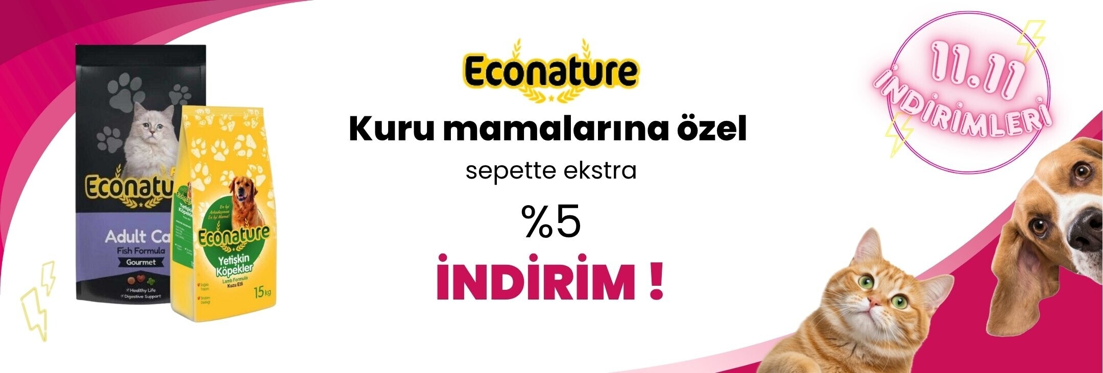 Econature Kedi ve Köpek Mamalarında Sepette Ekstra %5 İndirim