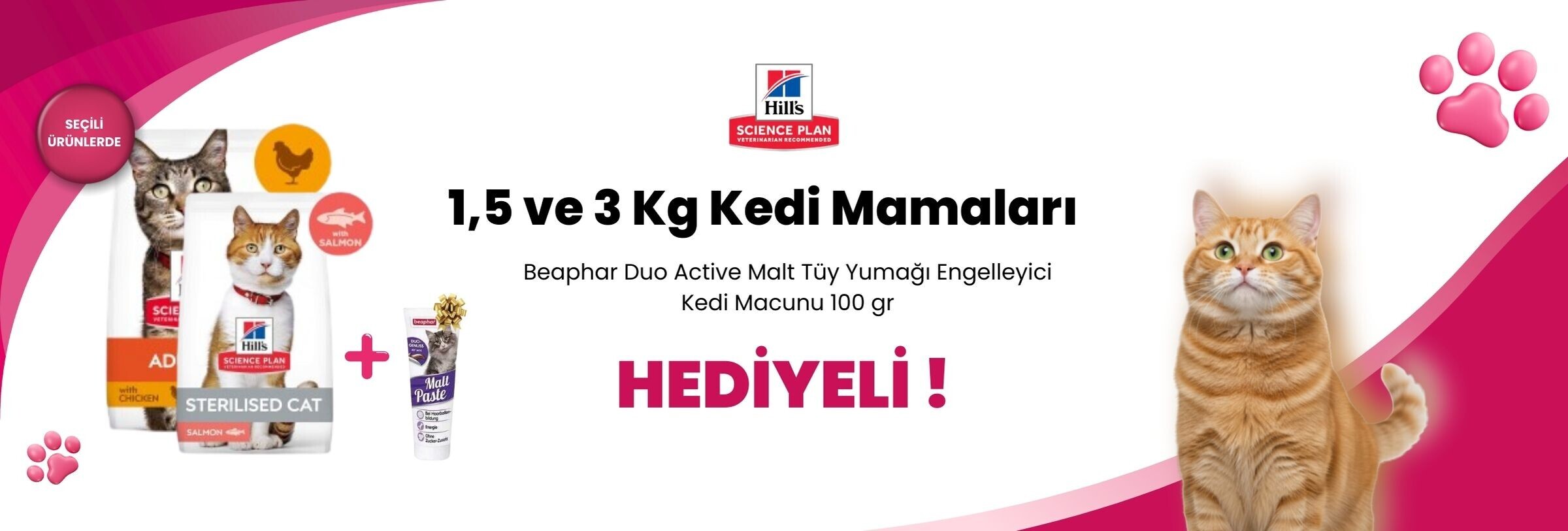 Hill's Science Plan Seçili Kedi Mamalarına Beaphar Malt Hediye