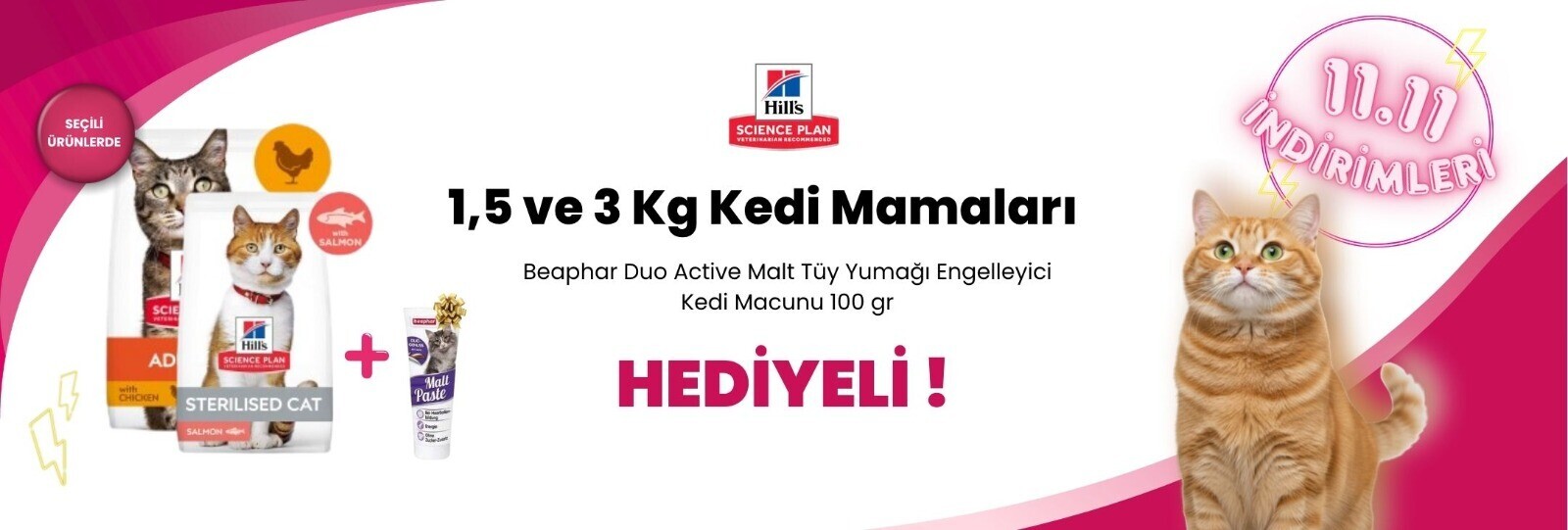 Hill's Science Plan Seçili Kedi Mamalarına Beaphar Malt Hediye