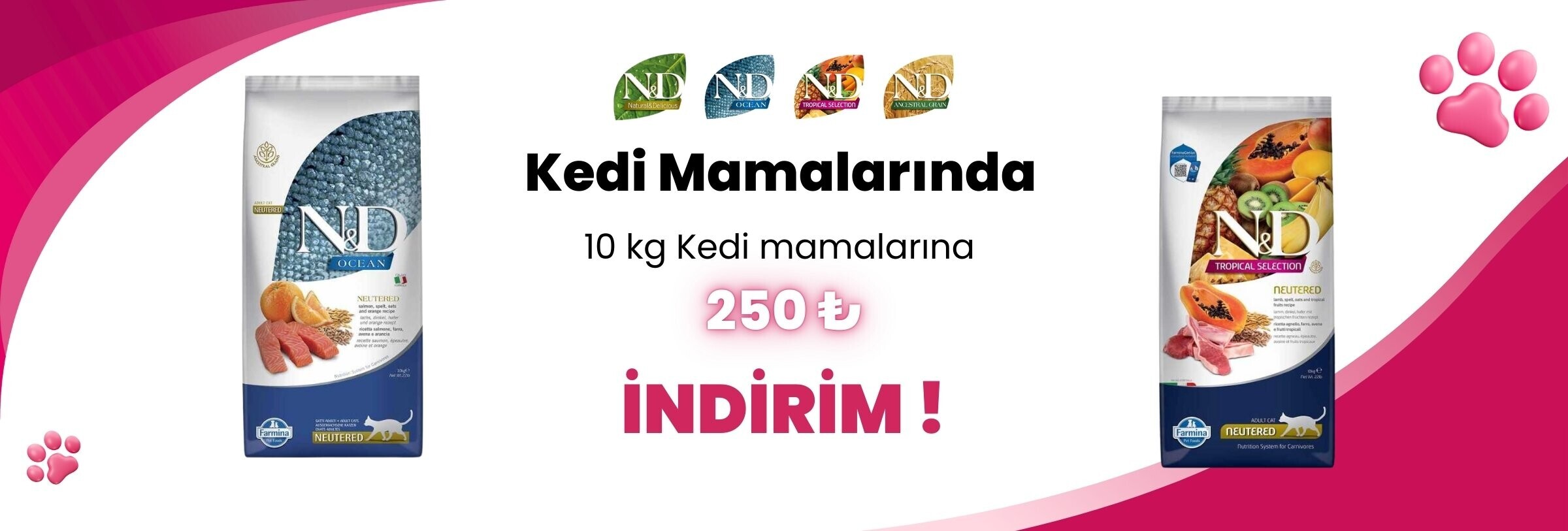 N&D 10 Kg Kedi Mamalarına 1 Adet SmartHeart Karışık Çeşit Sıvı Krema Kedi Ödülü 4x15 Gr Hediye