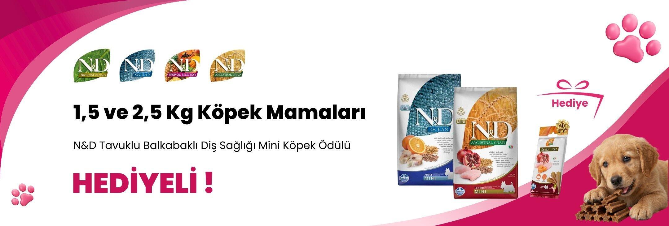N&D 1,5 ve 2,5 Köpek Mamalarına N&D Tavuklu Balkabaklı Diş Sağlığı Mini Köpek Ödülü 60 Gr Hediye