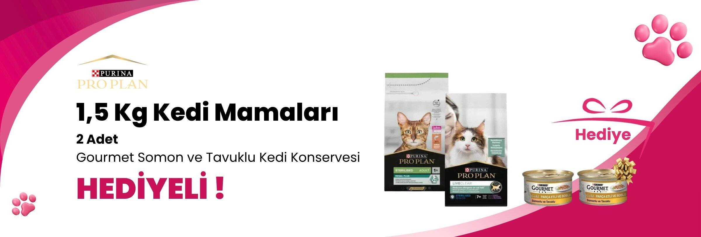 Pro Plan 1,5 Kg Kedi Mamalarına Gourmet Gold Kıyılmış Tavuklu Yetişkin Kedi Konservesi 85 gr Hediye